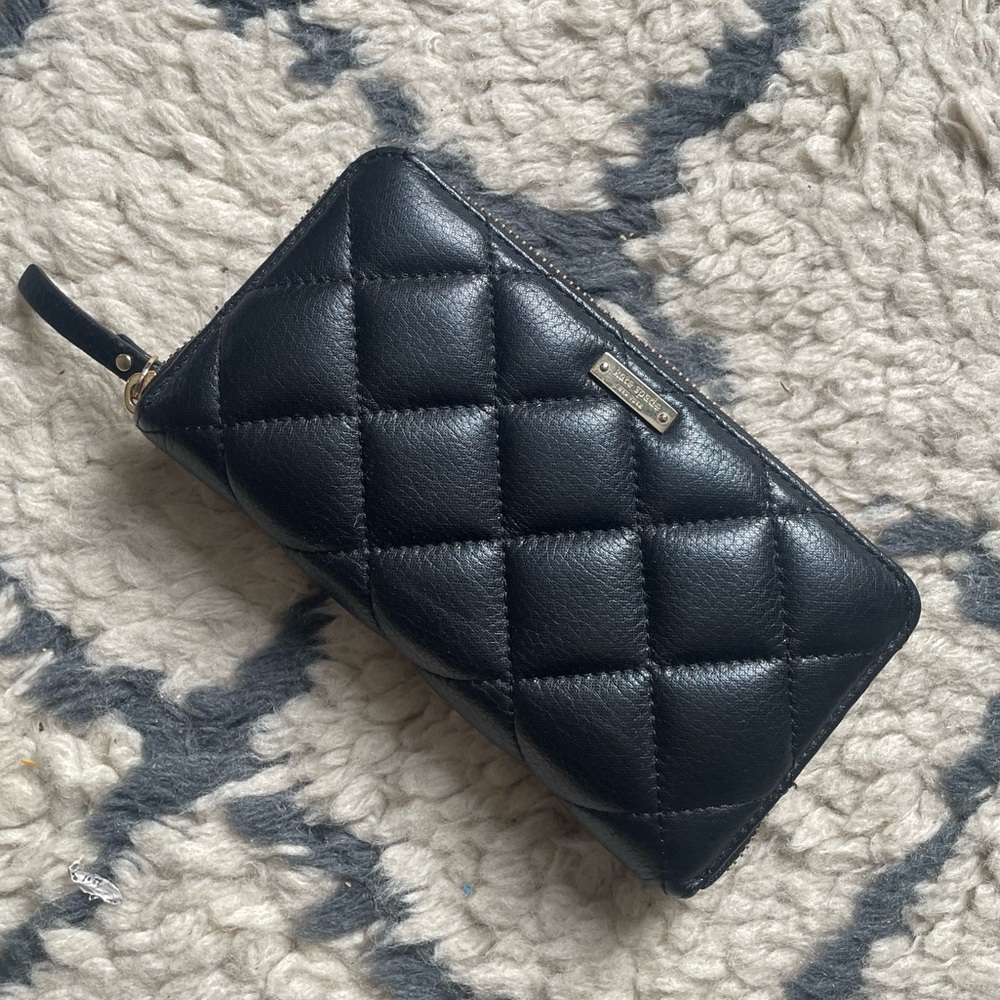 Black quilted Kate Spade wallet